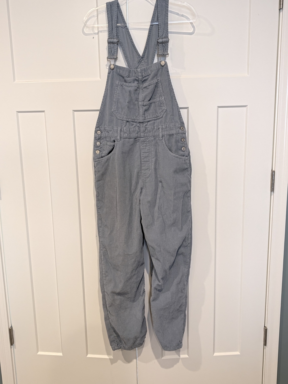 We The Free Ziggy Blue Gray Corduroy Overalls with Front Bib Pocket